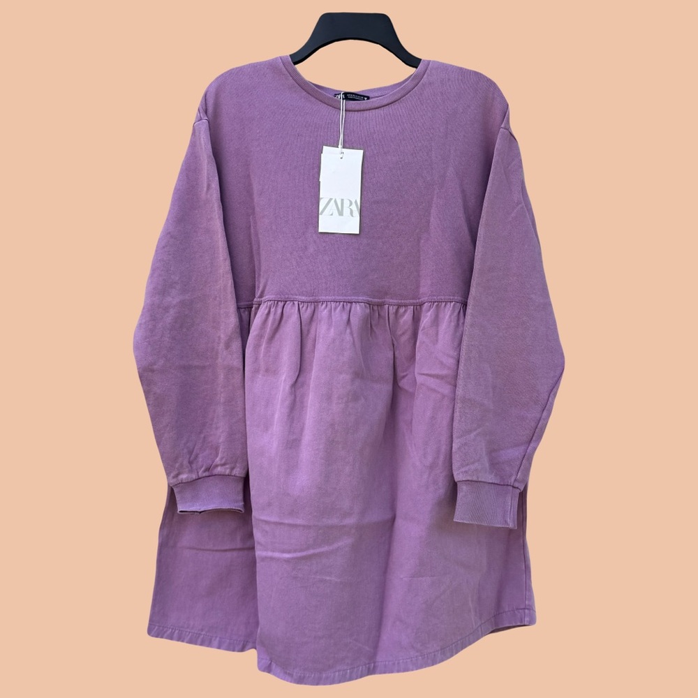Zara Purple Casual Long Sleeve Sweater Dress